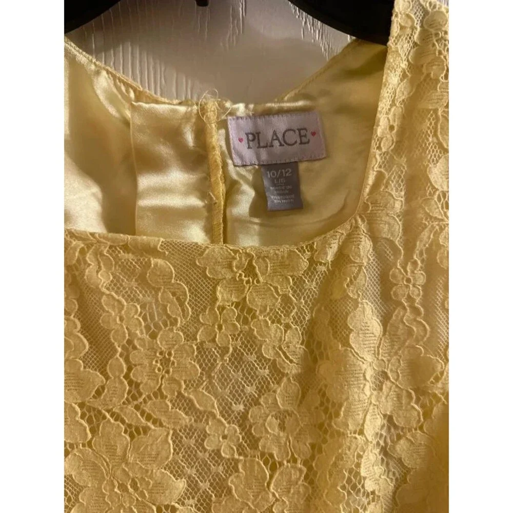 Girls Yellow Lace Children’s Place A Line Dress Size 10-12 L